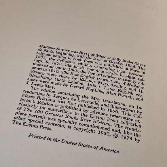 MADAME BOVARY Gustave Flaubert Easton Press Leather Hardcover - Picture 8 of 11